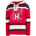 Jean Beliveau Montreal Canadiens NHL 47 Brand Men's Red Alumni Heavyweight Lacer Hoodie