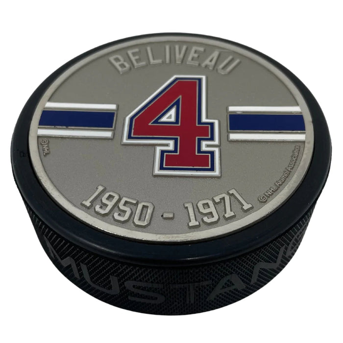 Jean Beliveau Montreal Canadiens NHL Alumni Player Medallion Hockey Puck