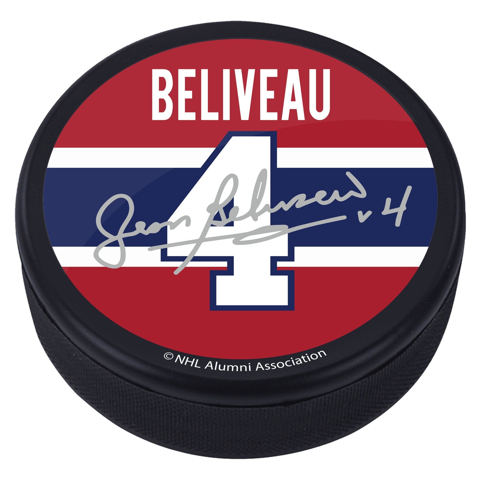 Jean Beliveau Montreal Canadiens NHL Alumni Replica Signature Souvenir Hockey Puck