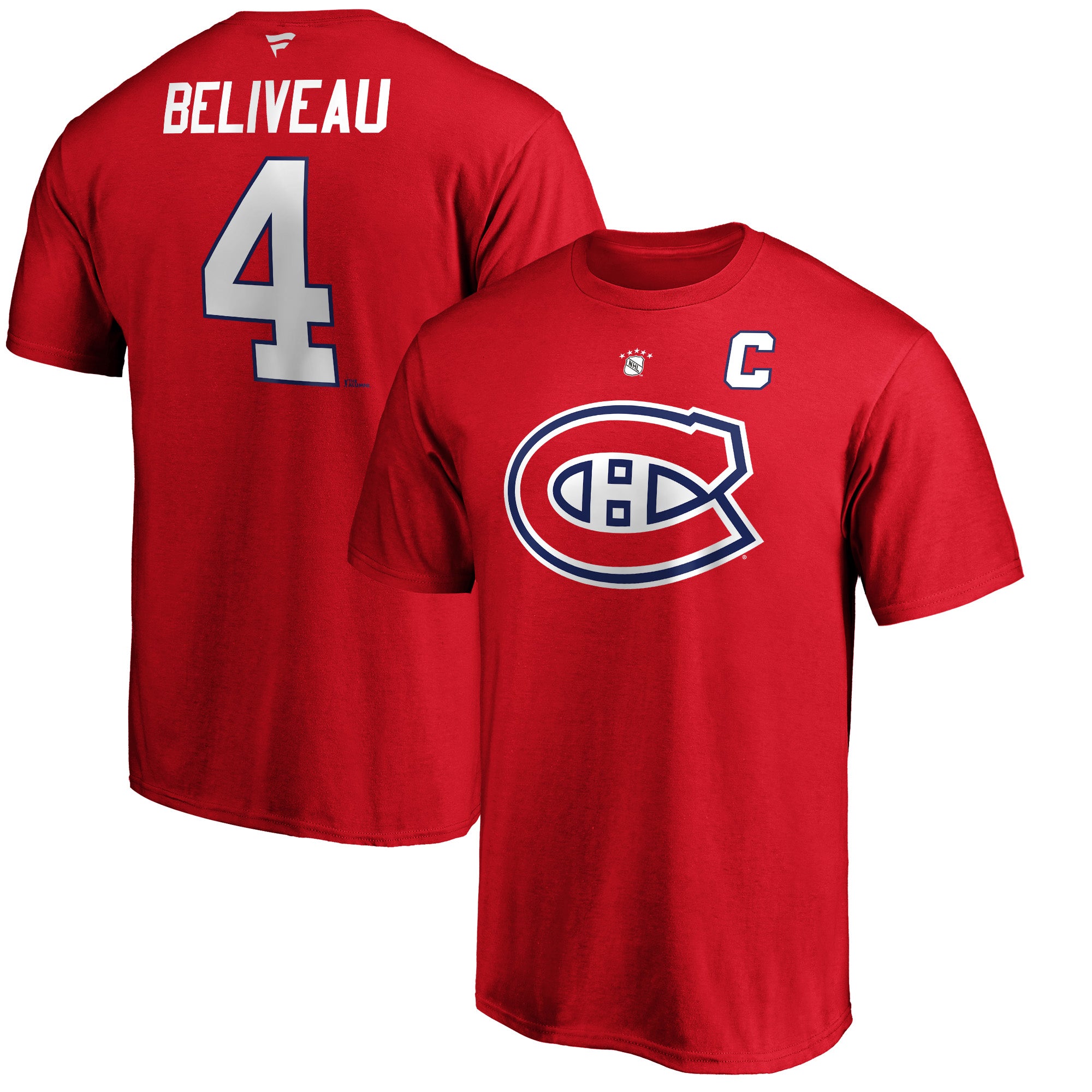 Jean Beliveau Montreal Canadiens NHL Fanatics Branded Men's Red Alumni Authentic T-Shirt