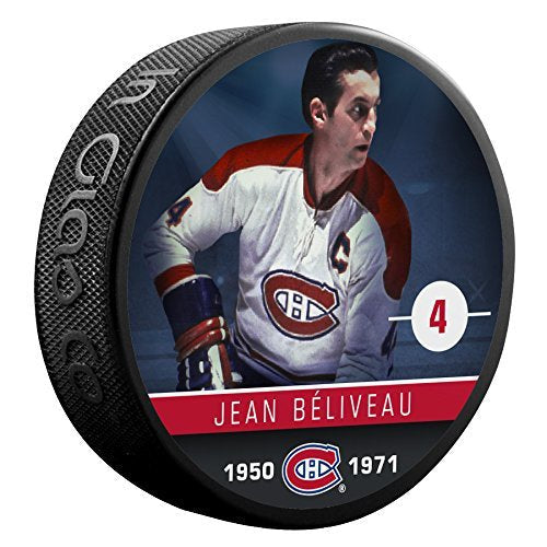 Jean Beliveau Montreal Canadiens NHL Inglasco Alumni Souvenir Hockey Puck