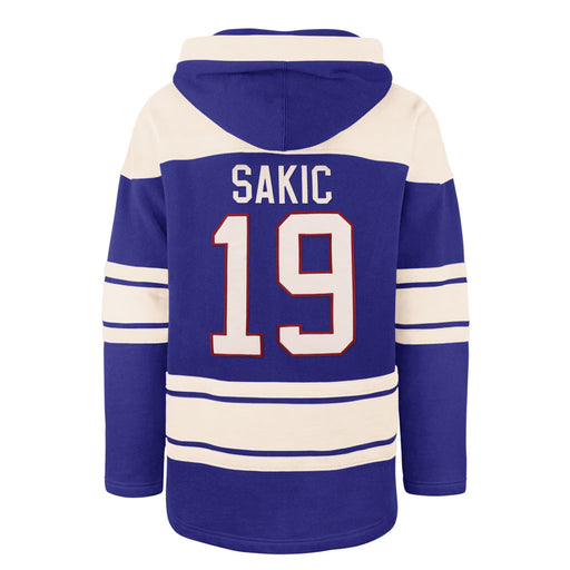 Joe Sakic Quebec Nordiques NHL 47 Brand Men's Alumni Royal Blue Heavyweight Lacer Hoodie