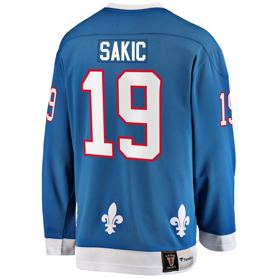 Joe Sakic Quebec Nordiques NHL Fanatics Branded Mens's Blue Premier Vintage Breakaway Jersey