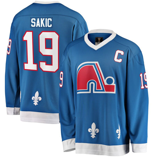 Joe Sakic Quebec Nordiques NHL Fanatics Branded Mens's Blue Premier Vintage Breakaway Jersey