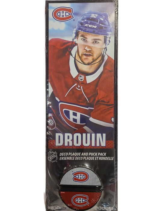 Jonathan Drouin Montreal Canadiens NHL Inglasco Deco Plaque and Puck Holder Set