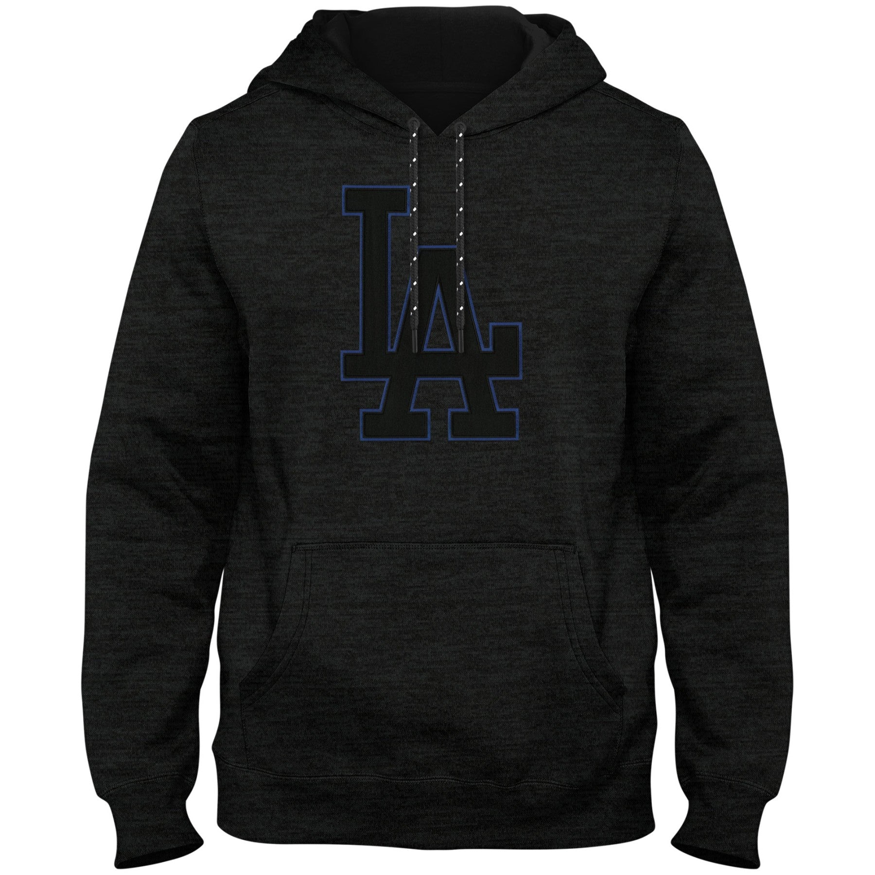 Los Angeles Dodgers MLB Bulletin Men's Black Melange Express Black on Black Twill Logo Hoodie