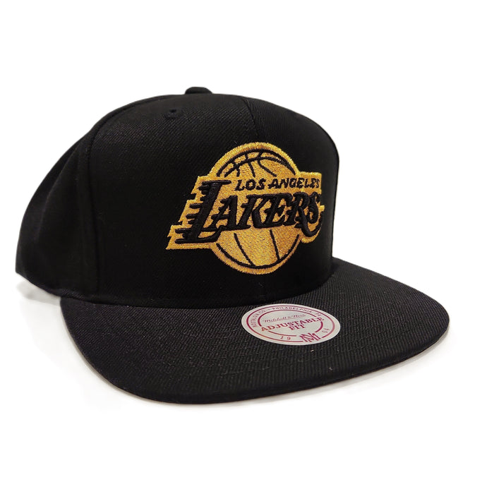 Los Angeles Lakers NBA Mitchell & Ness Men's Black Gold Logo Snapback