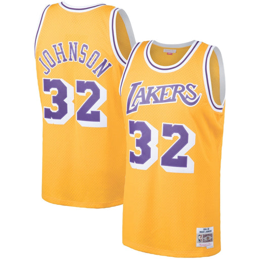 Magic Johnson Los Angeles Lakers NBA Mitchell & Ness Men's Gold 1984-85 Hardwood Classics Swingman Jersey