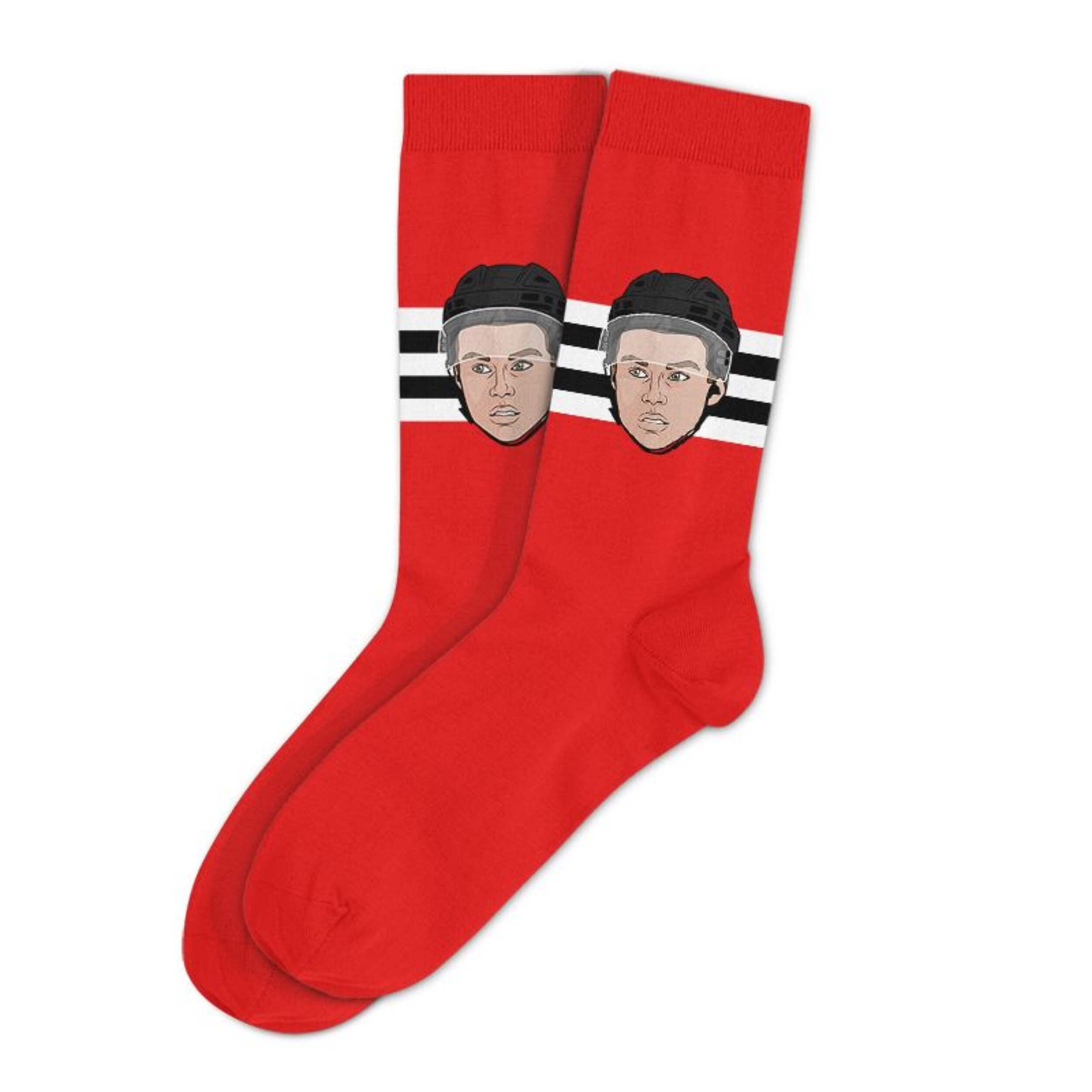 Connor Bedard Blackhawks de Chicago LNH Major League Socks Chaussettes rouges pour hommes