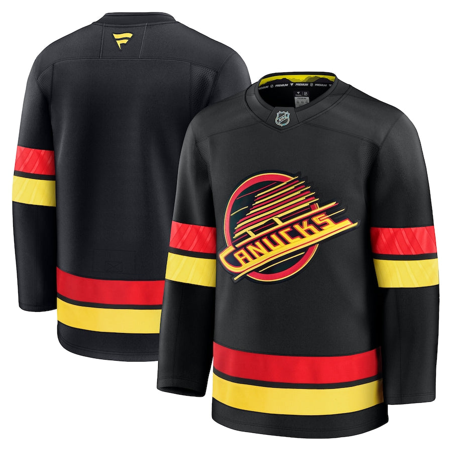 Maillot de marque Fanatics NHL pour homme Vancouver Canucks noir de qualité supérieure