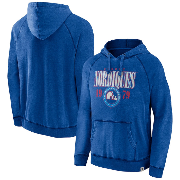 Quebec Nordiques NHL Fanatics Branded Men's Royal Blue Snow Washed Pullover Hoodie
