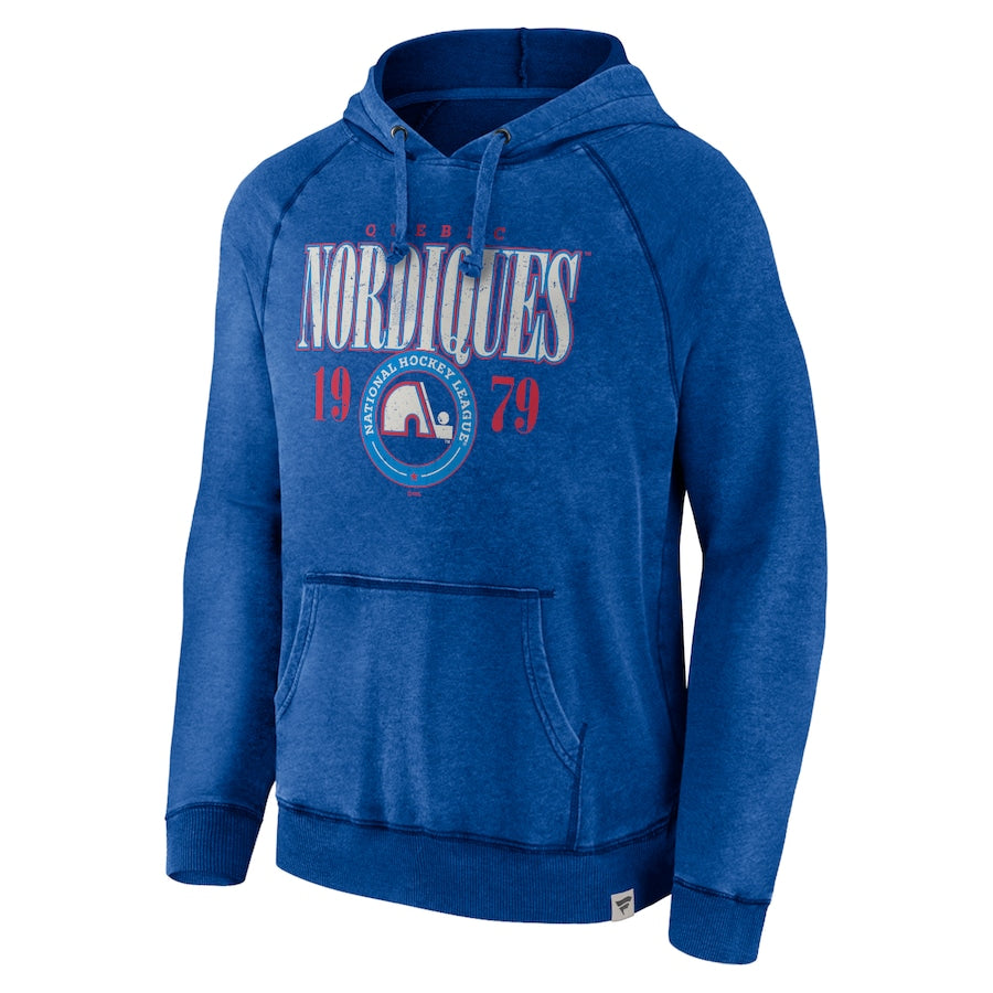 Quebec Nordiques NHL Fanatics Branded Men's Light Blue Snow Washed Pullover Hoodie