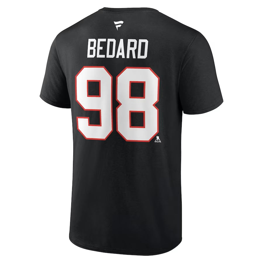 Connor Bedard Chicago Blackhawks NHL Fanatics Branded Men's Black Authentic T-Shirt