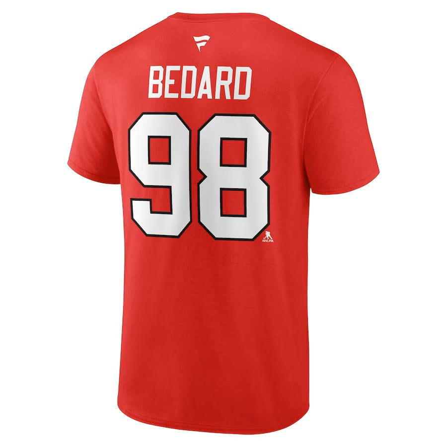 Connor Bedard Chicago Blackhawks NHL Fanatics Branded Men's Red Authentic T-Shirt