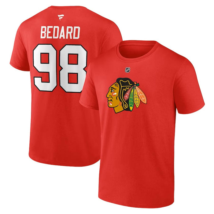 Connor Bedard Chicago Blackhawks NHL Fanatics Branded Men's Red Authentic T-Shirt