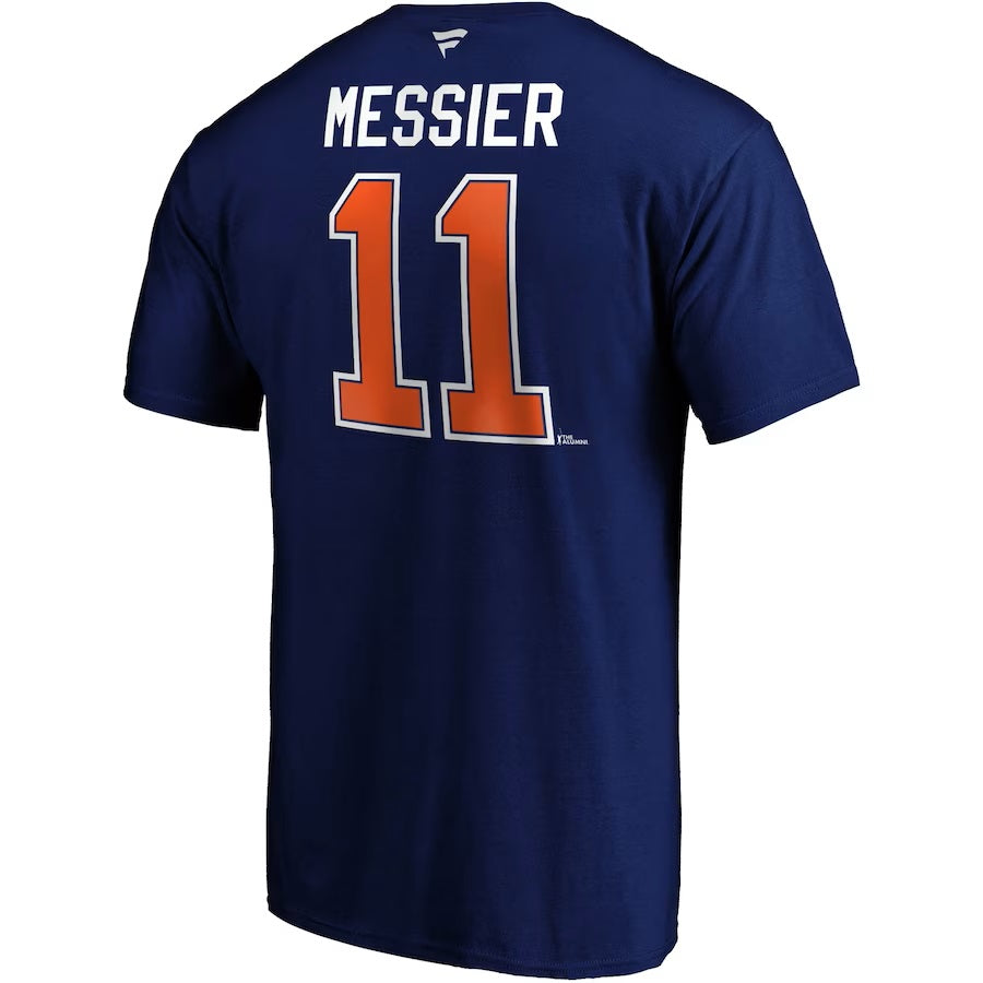 Mark Messier Edmonton Oilers NHL Fanatics Branded T-shirt authentique pour hommes de la marine