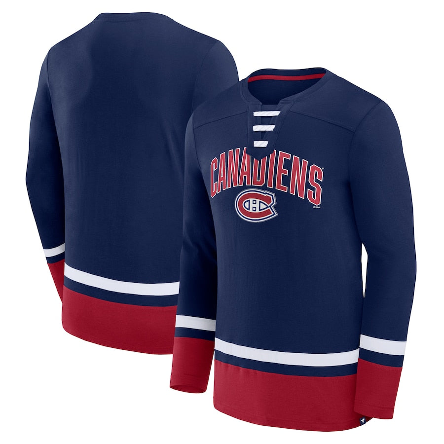 Montreal Canadiens NHL Fanatics Branded Men's Navy Fashion Long-sleeve Shirt