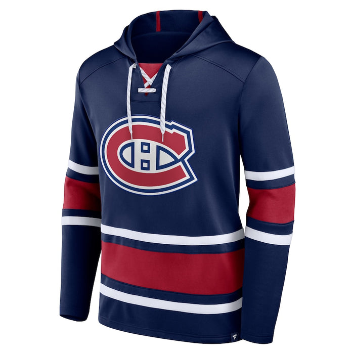 Montreal Canadiens NHL Fanatics Branded Men's Navy Lace Up Pullover Hoodie