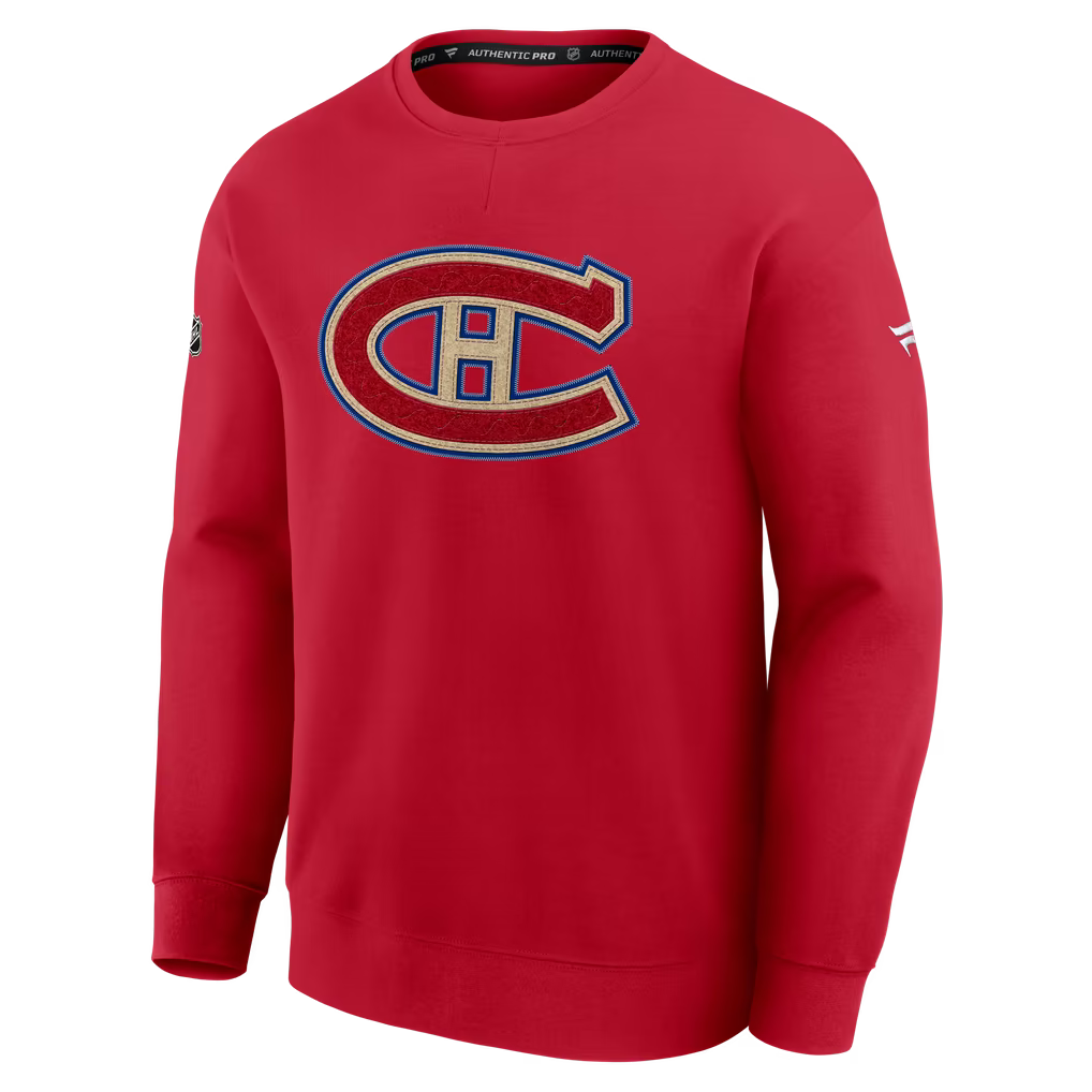 Montreal Canadiens NHL Fanatics Branded Men's Red 2026 Heritage Classic Authentic Pro Tri-Blend Fleece Sweatshirt