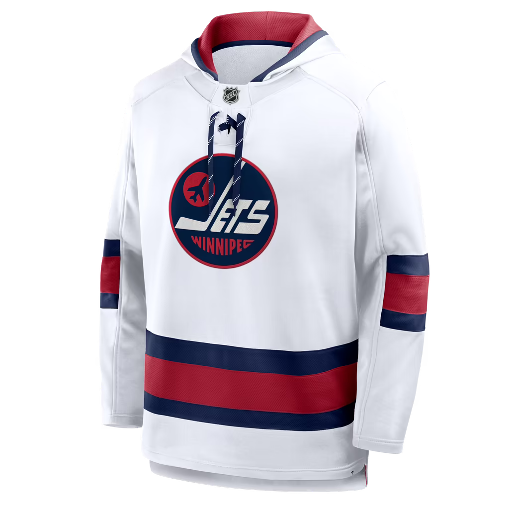 Winnipeg Jets NHL Fanatics Branded Men's White 2026 Heritage Classic Lace Fleece Hoodie