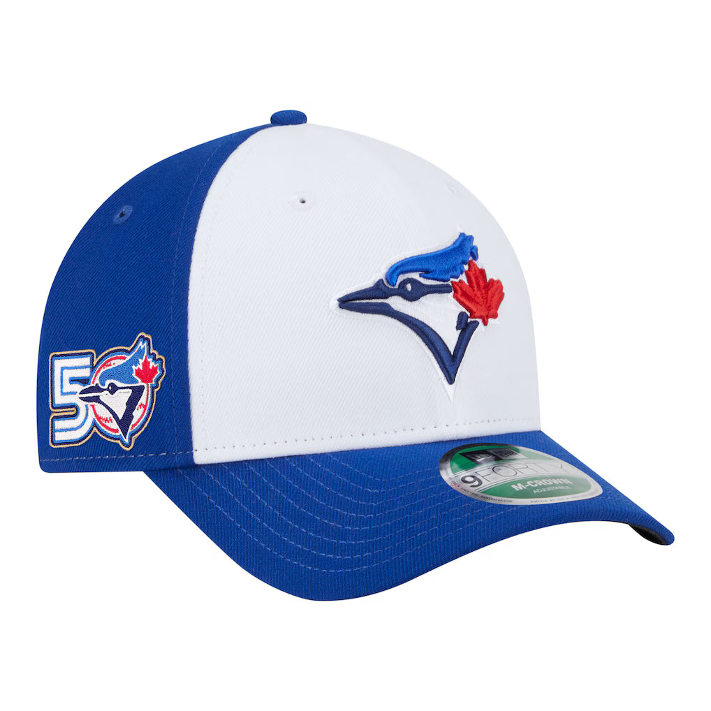 Toronto Blue Jays MLB New Era Men's Royal/White 9Forty 50th Anniversary Side Patch Player Replica Snapback