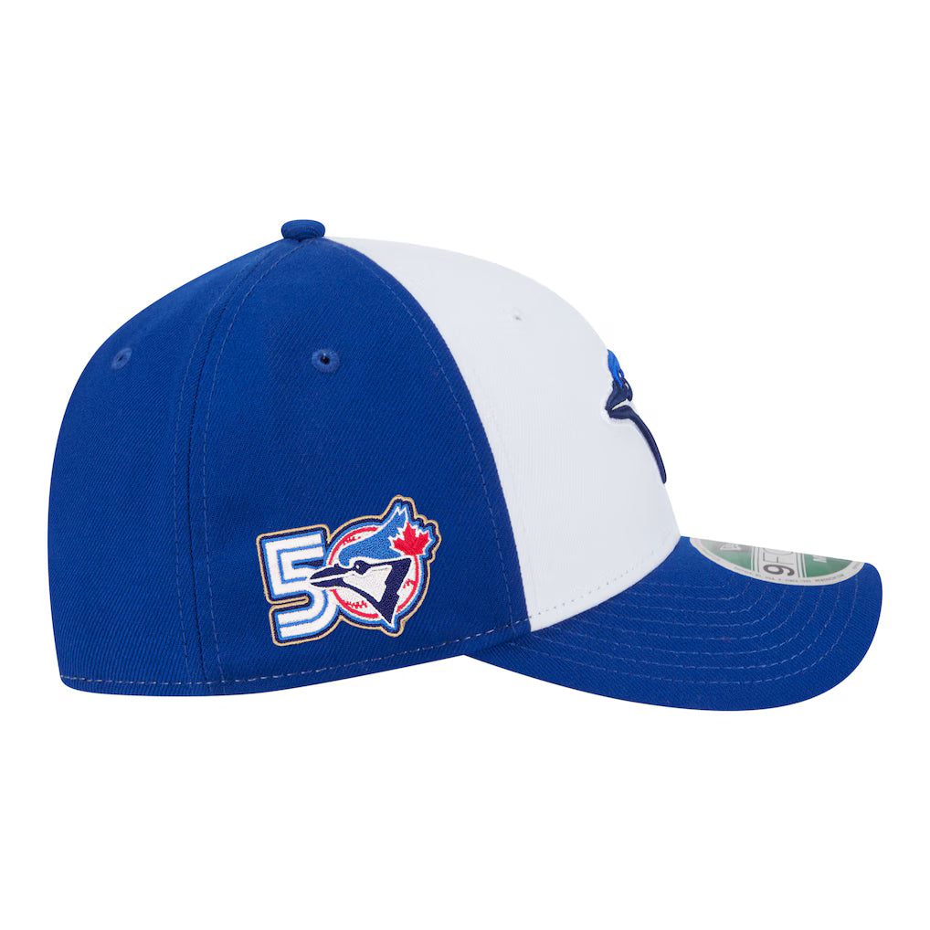 Toronto Blue Jays MLB New Era Men's Royal/White 9Forty 50th Anniversary Side Patch Player Replica Snapback