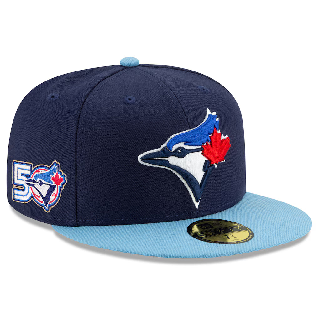Toronto Blue Jays MLB New Era Men's Navy/Light Blue 59Fifty 50th Anniversary Authentic Collection Fitted Hat