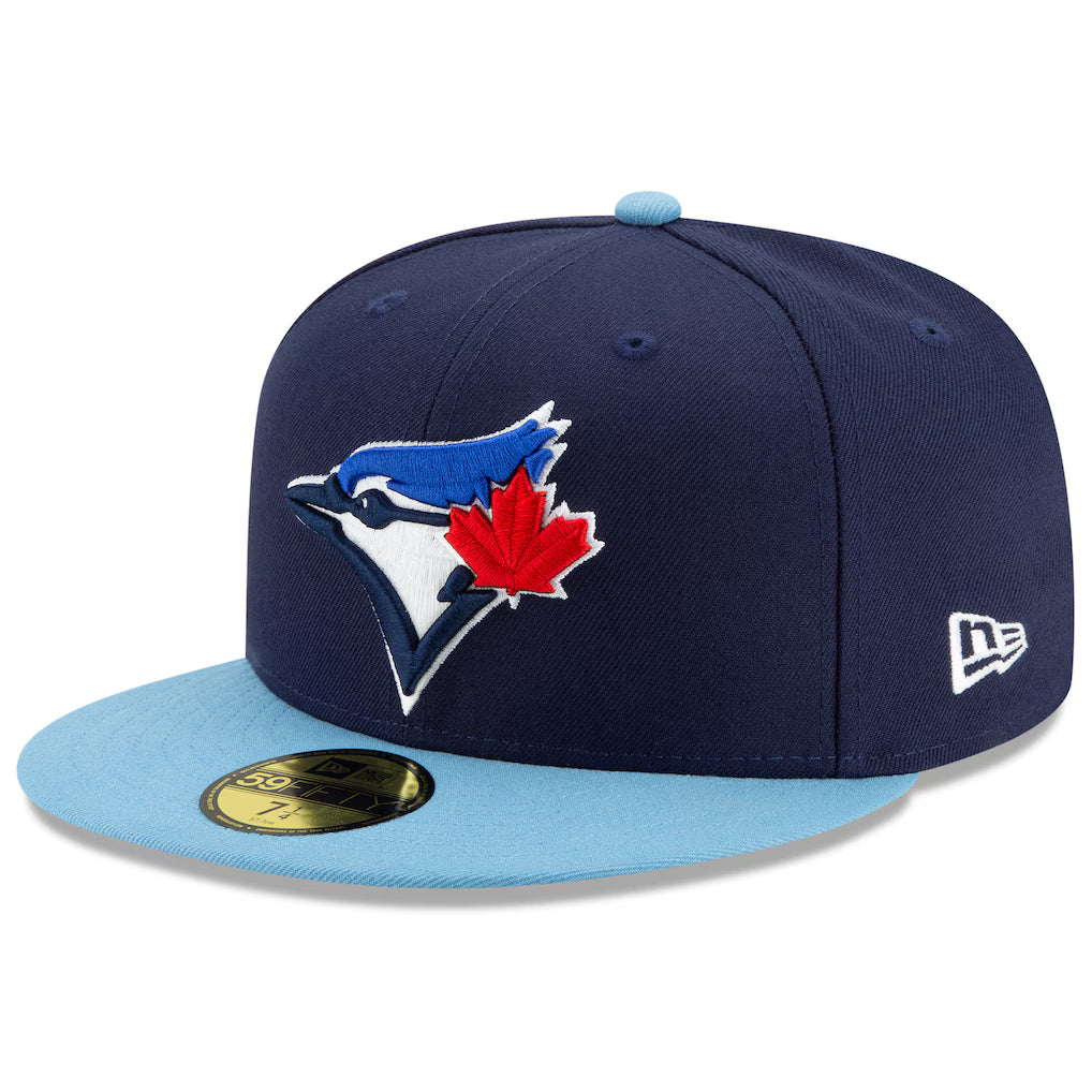 Casquette ajustée Toronto Blue Jays MLB New Era pour homme, marine/bleu clair, modèle 59Fifty, collection authentique 50ème anniversaire