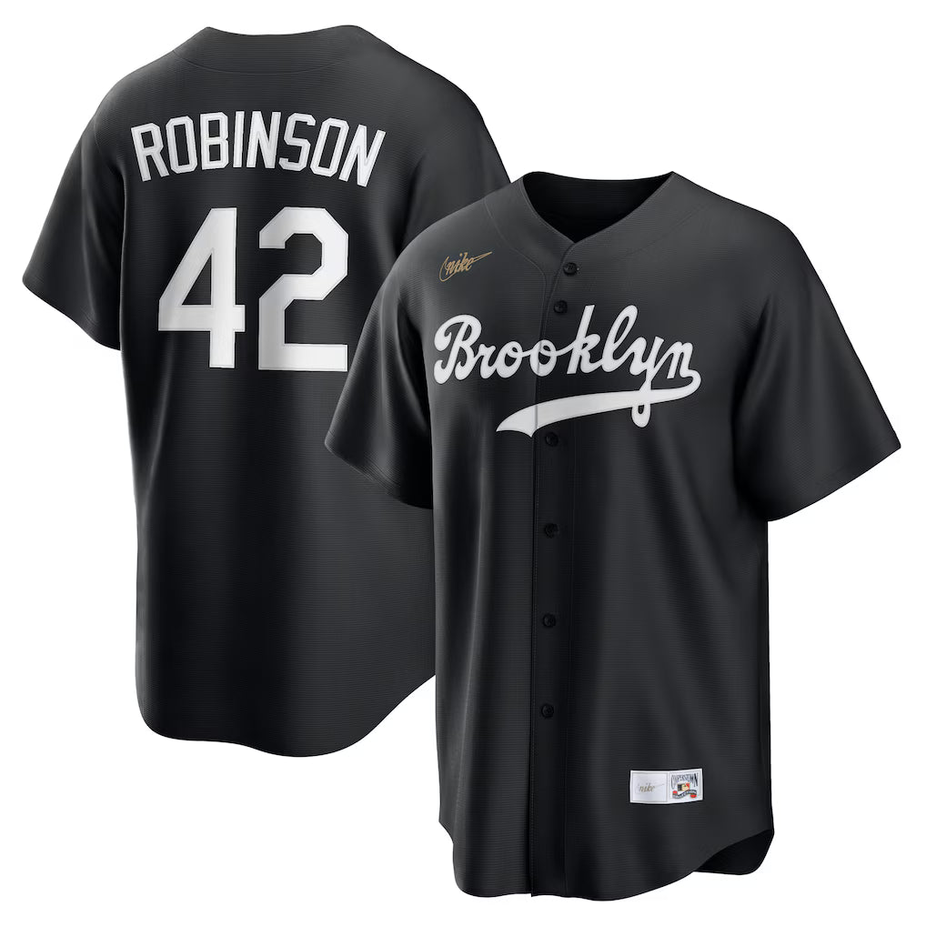 Jackie Robinson Brooklyn Dodgers MLB Nike Men's Black Cooperstown Replica Player Jersey