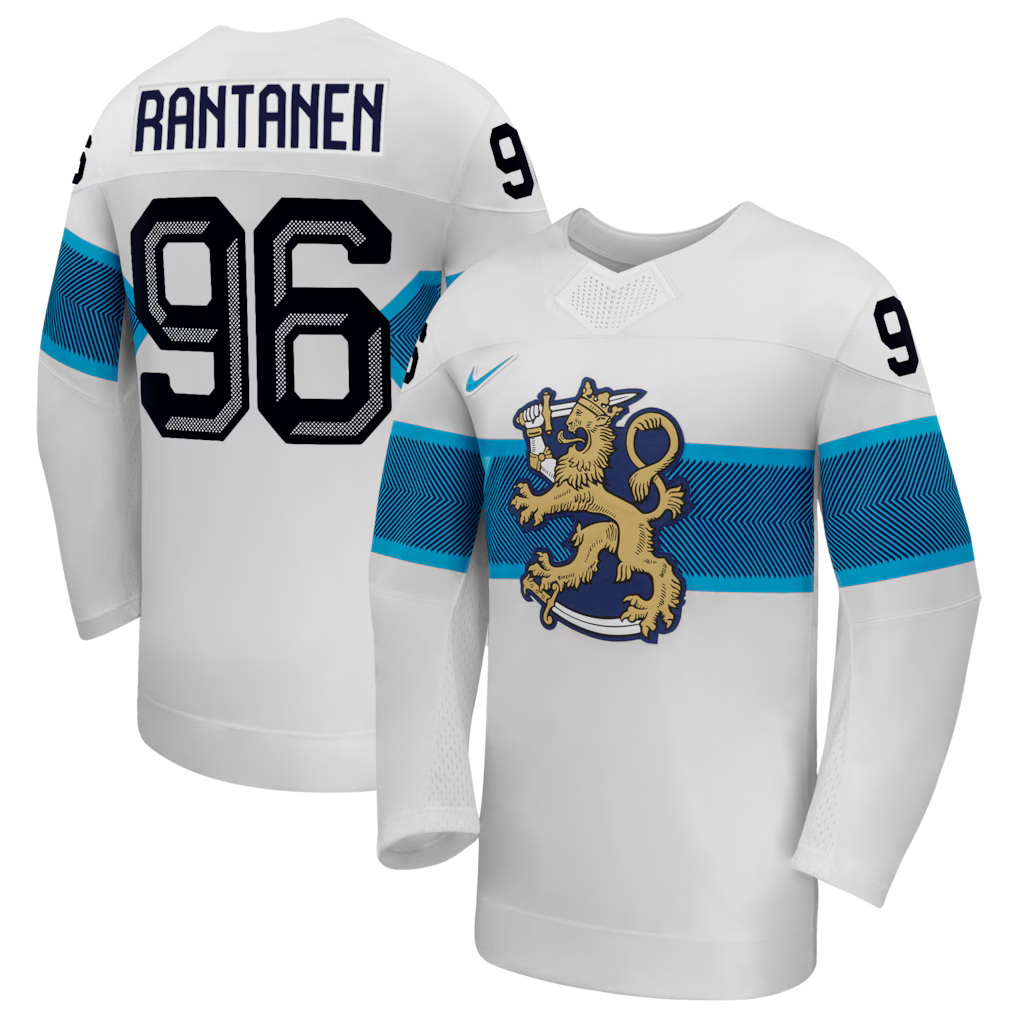 Mikko Rantanen Finland Hockey IIHF Nike Men's White 2026 Pro-Stitched Away Replica Jersey