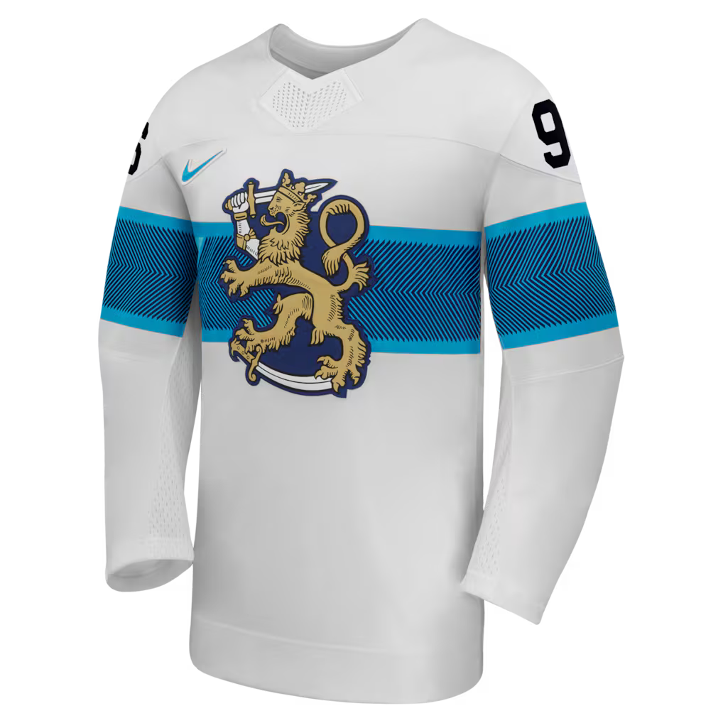 Mikko Rantanen Finland Hockey IIHF Nike Réplique du maillot blanc 2026 Pro-Stitched pour hommes