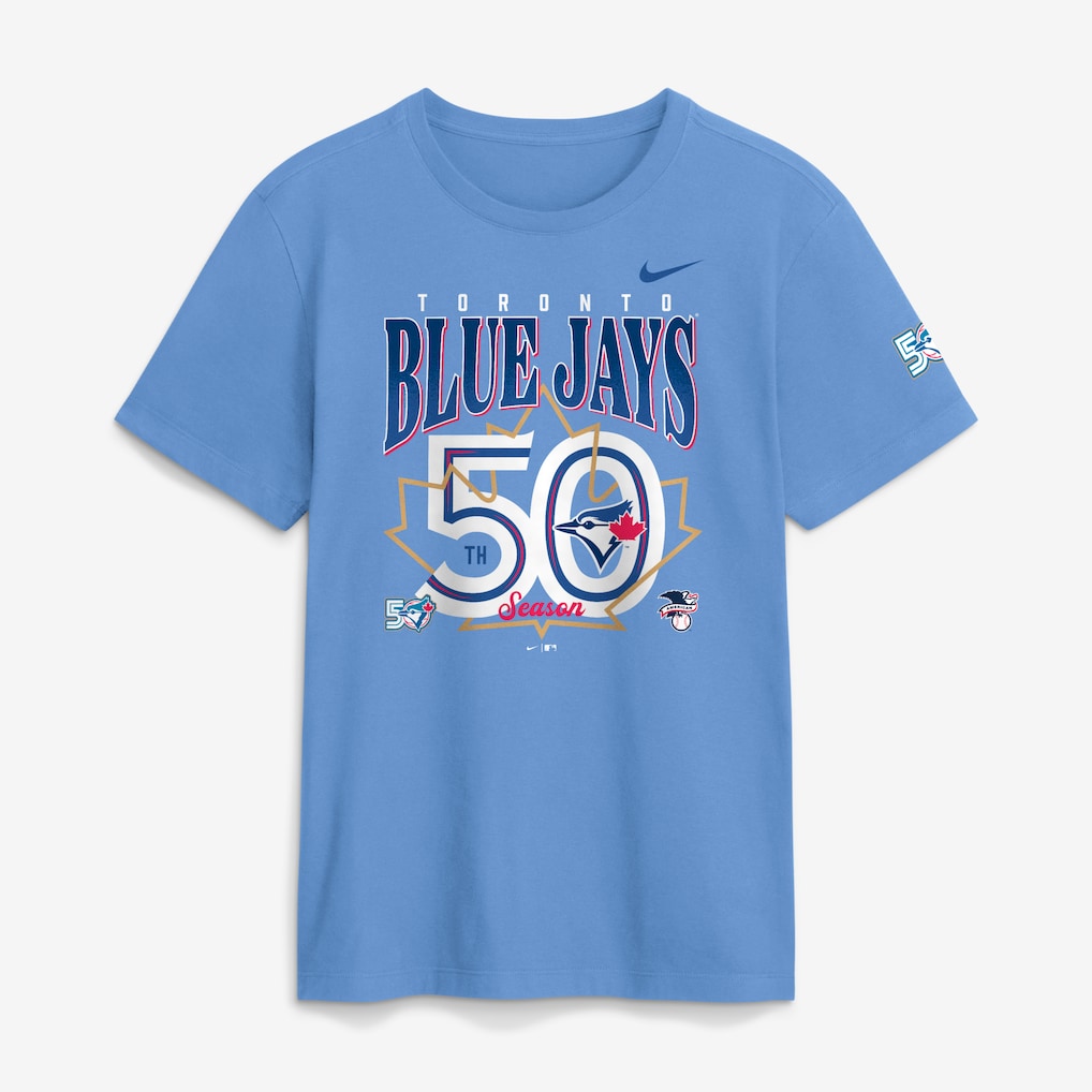 Toronto Blue Jays MLB Nike Men's Light Blue 50th Anniversary Club T-Shirt