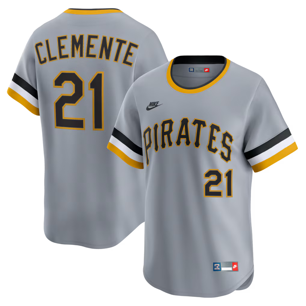 Roberto Clemente Pittsburgh Pirates MLB Nike Men's Grey Cooperstown Limited Player Jersey