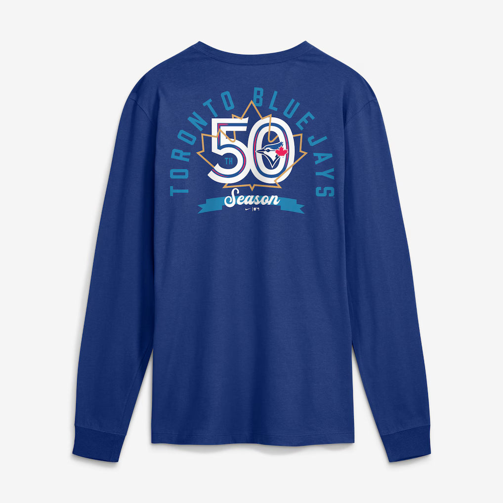 Toronto Blue Jays MLB Nike Men's Royal Blue 50th Anniversary Club Long Sleeve T-shirt