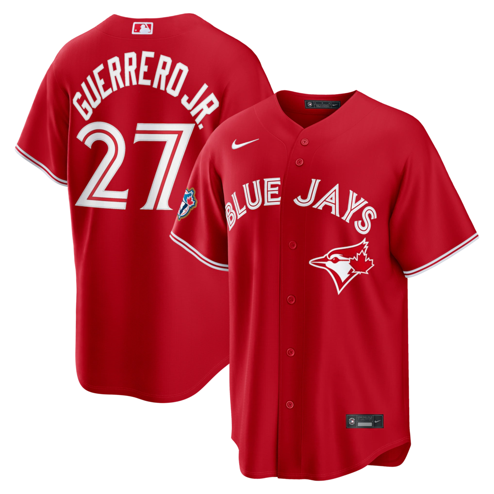 Vladimir Guerrero Jr. Toronto Blue Jays MLB Nike Men's Sports Red Alternate 50th Season Patch Stadium Jersey