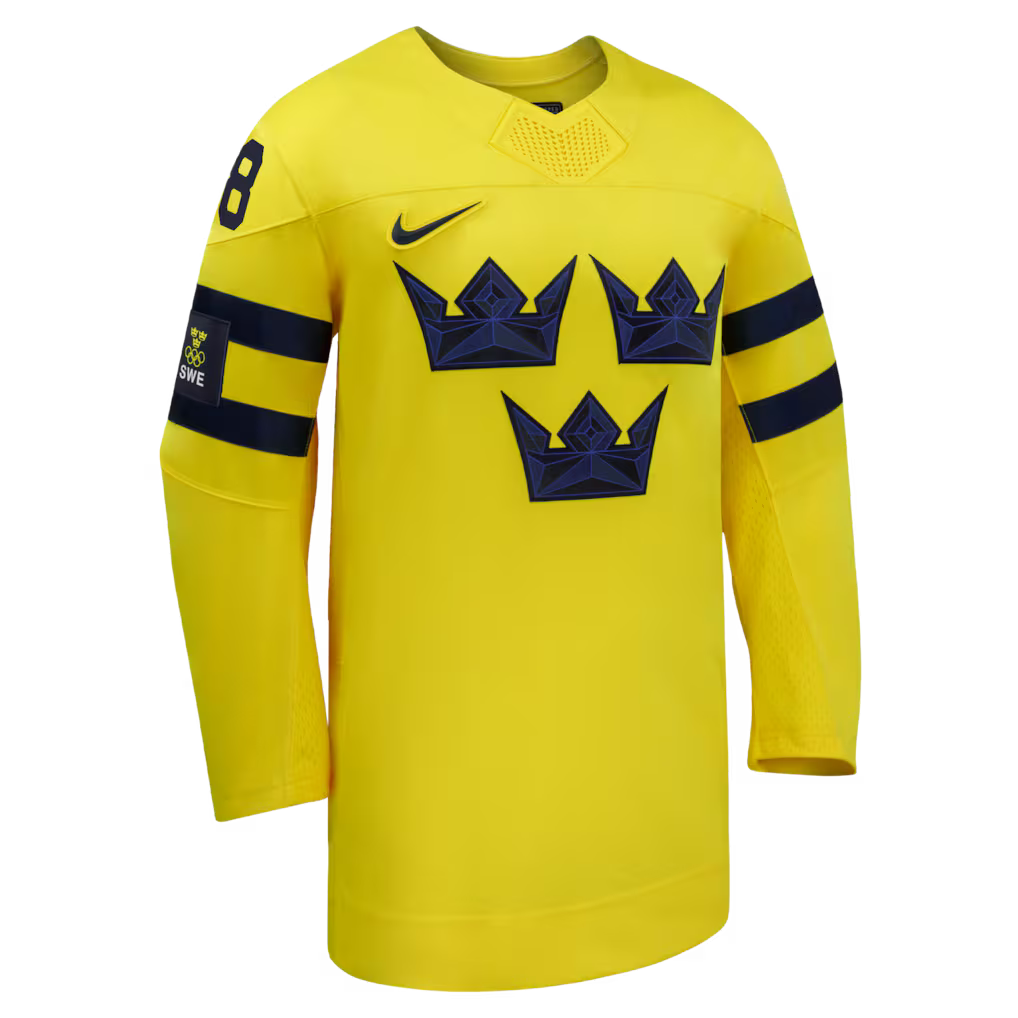 Maillot réplique Nike Pro-Stitched jaune 2026 de William Nylander, équipe de hockey suédoise IIHF