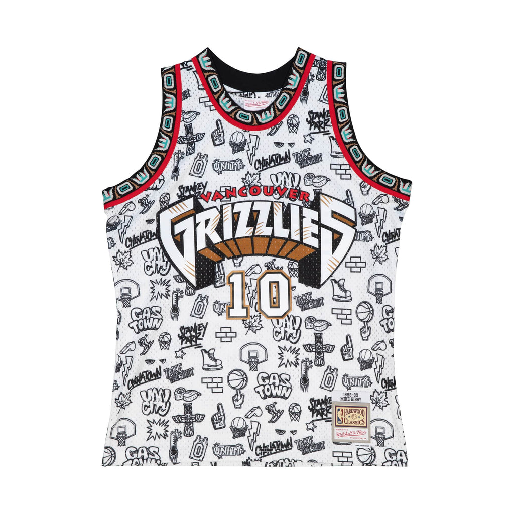 Mike Bibby Vancouver Grizzlies Mitchell & Ness Women's 1998 Doodle Swingman  Jersey - White