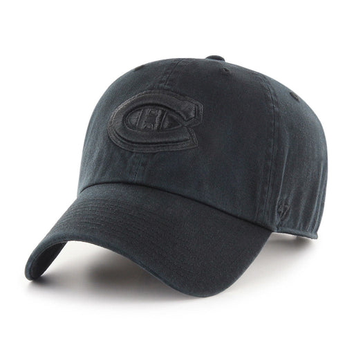 Montreal Canadiens NHL 47 Brand Men's Black on Black Clean Up Adjustable Hat
