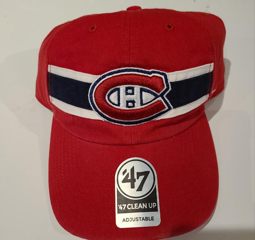Montreal Canadiens NHL 47 Brand Men's Red Team Stripe Clean Up Adjustable Hat