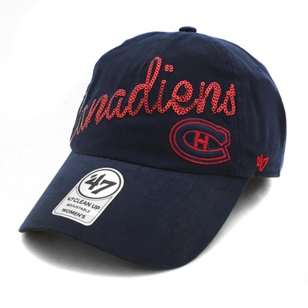 Montreal Canadiens NHL 47 Brand Women's Navy Sparkle Clean Up Adjustable Hat