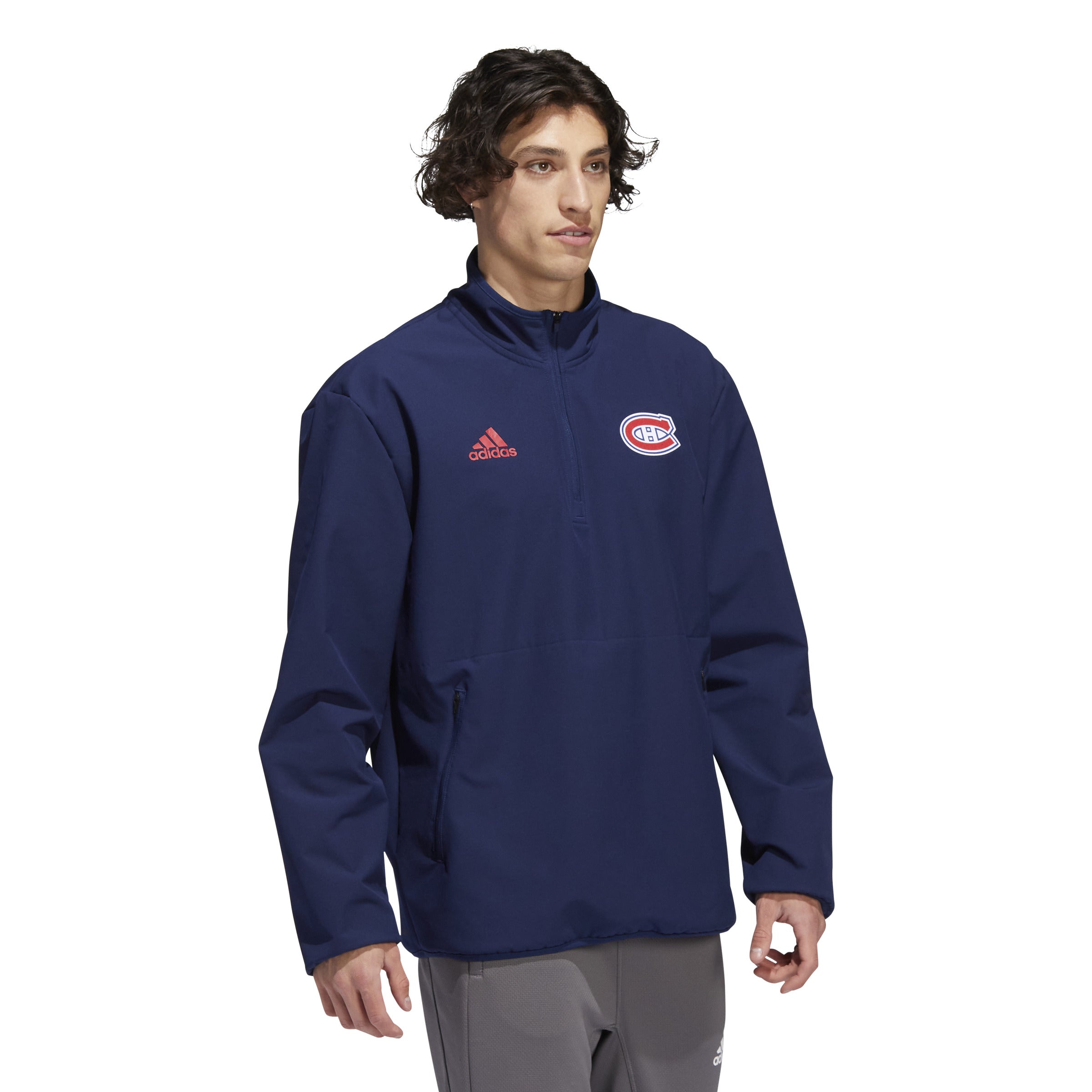 Montreal Canadiens NHL Adidas Men's Navy 1/4 Zip Lightweight Jacket