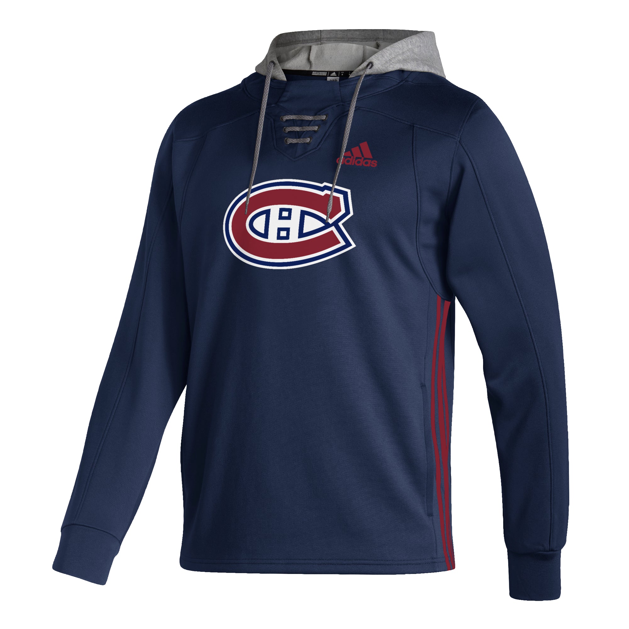 Montreal Canadiens NHL Adidas Men's Navy Skate Lace Pullover Hoodie