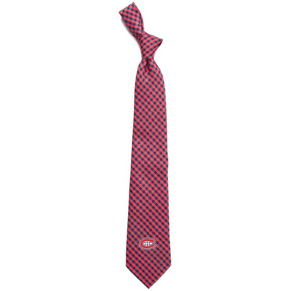 Montreal Canadiens NHL Eagles Wings Men's Red Gingham Tie