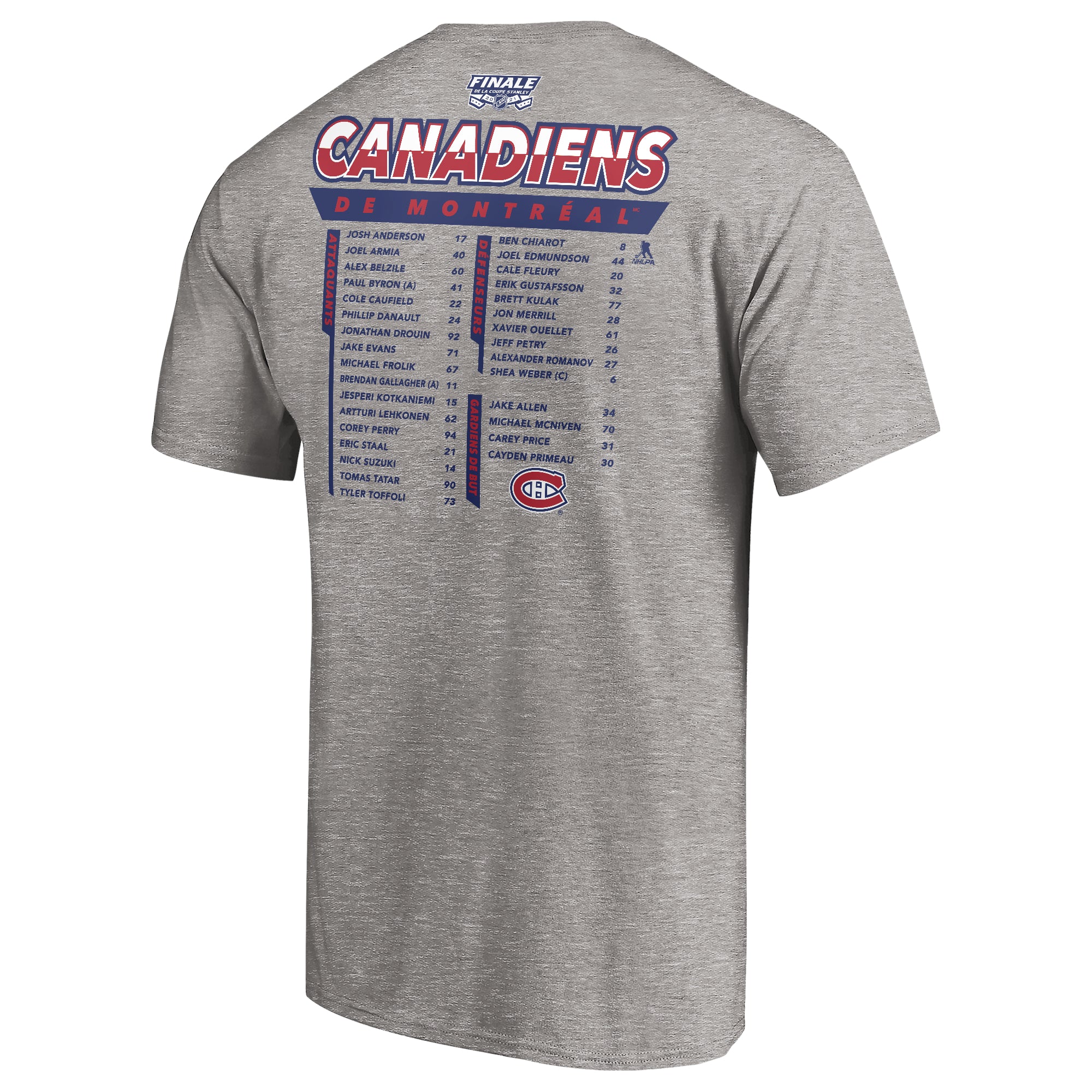 Montreal Canadiens NHL Fanatics Branded Men's Grey 2021 Stanley Cup Final High Sticking Roster T-Shirt