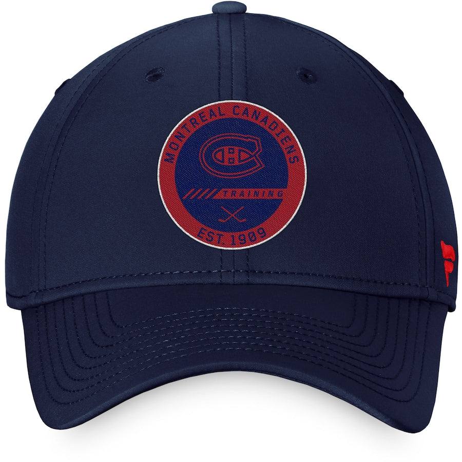 Montreal Canadiens NHL Fanatics Branded Men's Navy Authentic Pro Training Camp Stretch Fit Hat