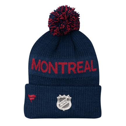Montreal Canadiens NHL Fanatics Branded Youth Navy Apro Cuff Pom Knit Hat