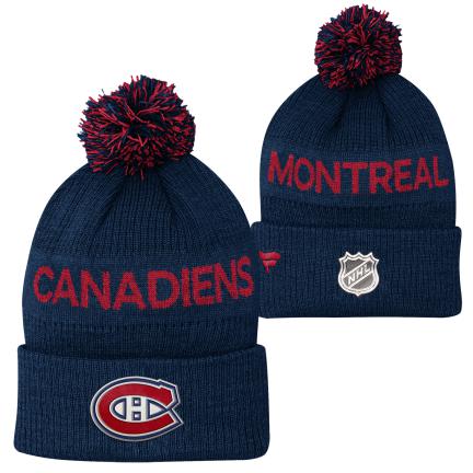 Montreal Canadiens NHL Fanatics Branded Youth Navy Apro Cuff Pom Knit Hat