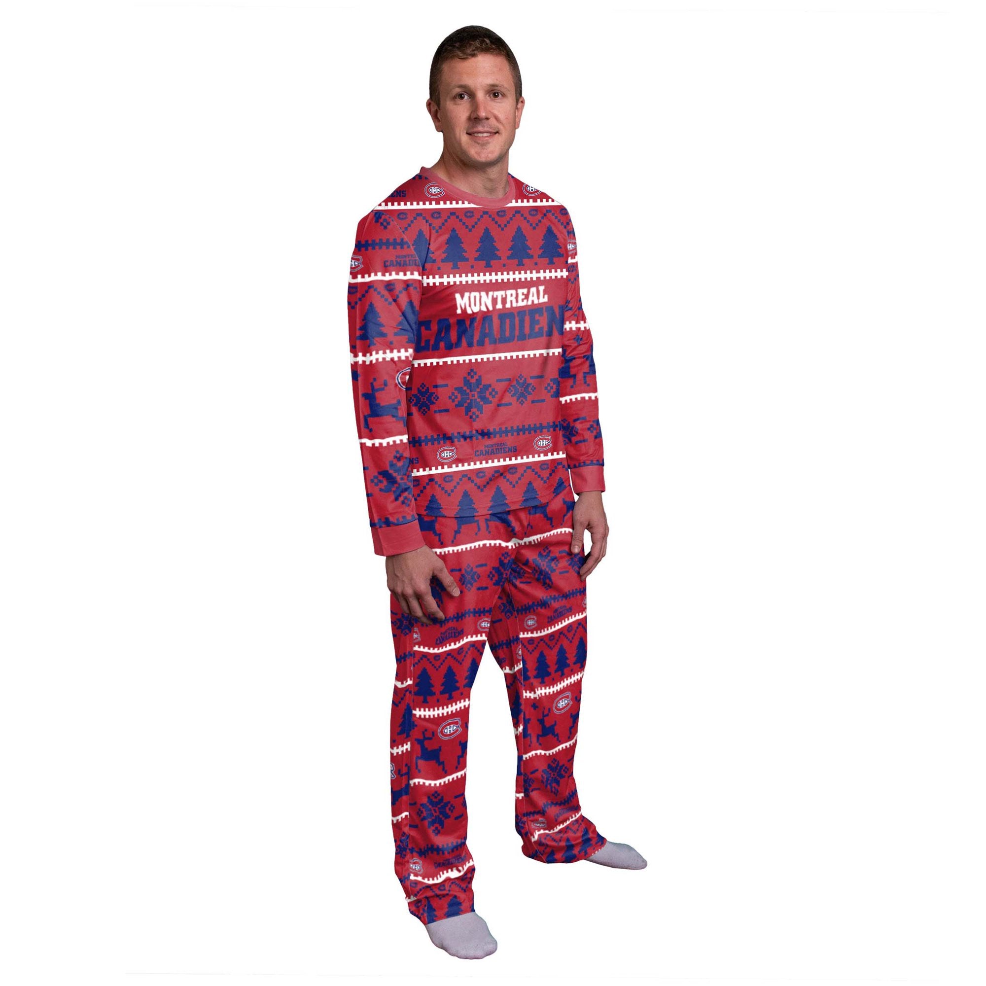 Montreal Canadiens NHL FOCO Men's Red Crew Neck Pajama Set