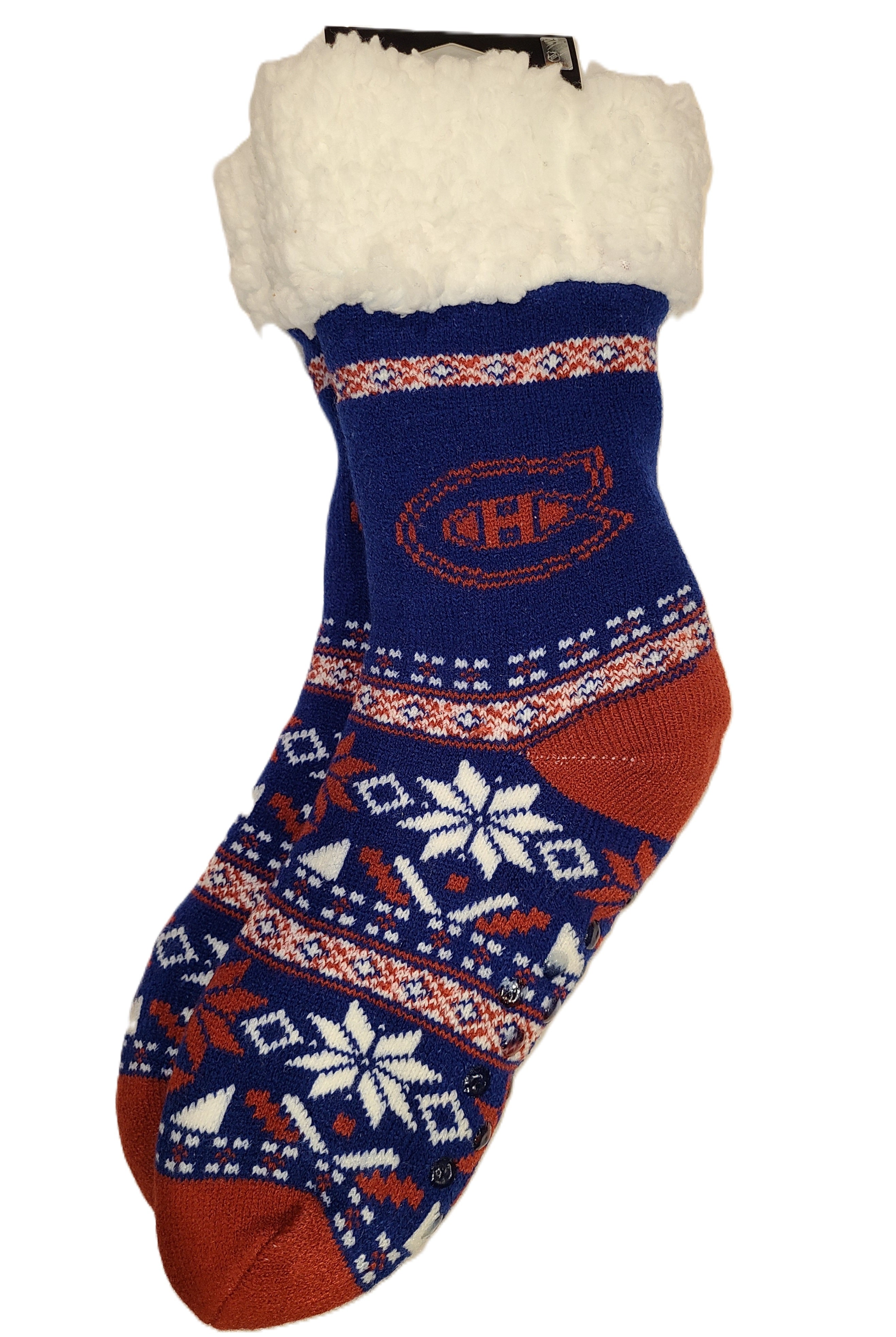 Montreal Canadiens NHL FOCO Women's Navy Fair Aisle Tall Footy Slipper Socks