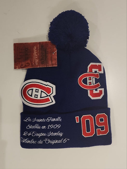Montreal Canadiens NHL Mitchell & Ness Men's Navy Graduation Cuff Pom Knit Hat